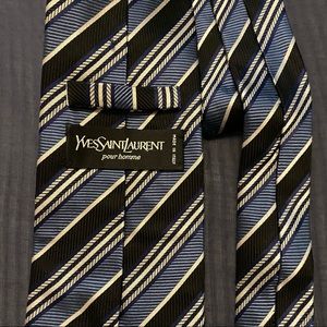 Yves saint laurent authentic mens silk tie blue